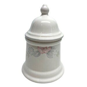 Pfaltzgraff Wyndham Floral Sugar Bowl With Lid 6" Tall White Porcelain